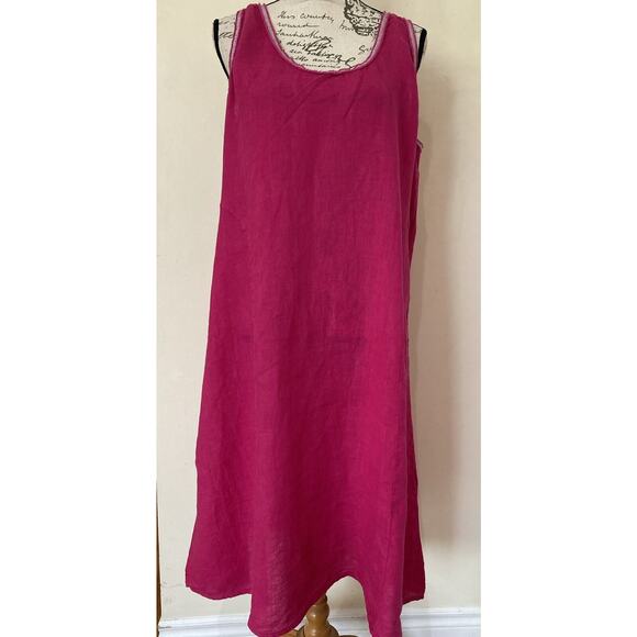 Piazza Del Tempio Dress Womens Hot Pink Linen Sleeveless Size XL - Picture 2 of 8